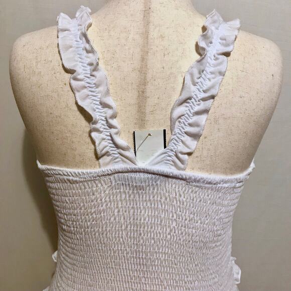 Crave Fame NWT White Smocked Sleeveless Top Juniors L - Picture 7 of 11